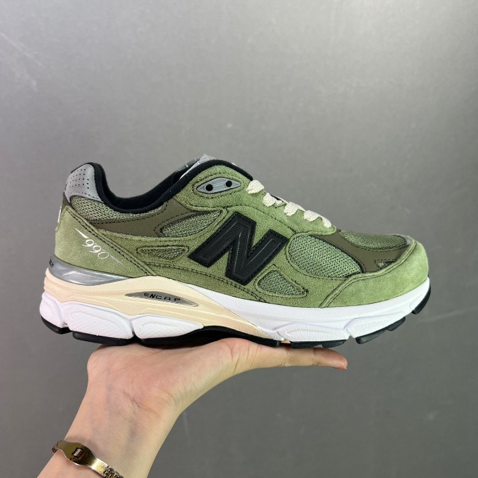 JJJJound × New Balance NB990 V3 High end Beauty Retro Casual Running Shoes Grass Green  คลาสสิก