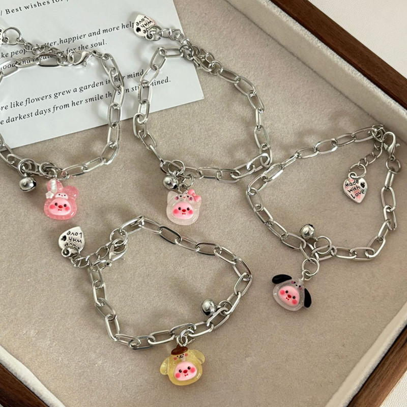 COD Ice Clear Fine Glitter Ring สร้อยข้อมือ Sanrio สร้อยข้อมือการ์ตูนน่ารักสำหรับเพื่อนของขวัญ-a.one