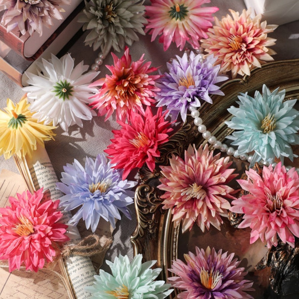ดอกเดซี่ปลอม ผ้าไหม สีเขียว สีชมพู สําหรับตกแต่งบ้าน งานแต่งงาน งานเลี้ยง 1 ชิ้น