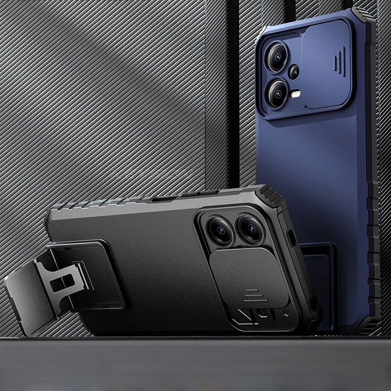 สําหรับ Xiaomi Poco X5 / X5 Pro 5G Hybrid เกราะกันกระแทกขาตั้งกรณีสไลด์เลนส์ฝาครอบป้องกัน