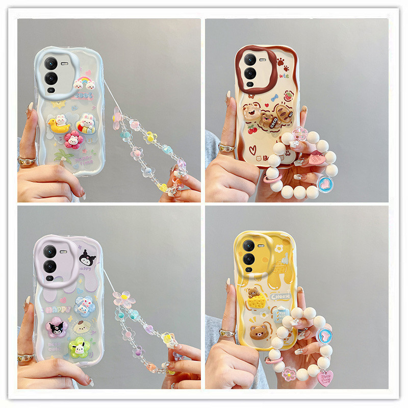 เคส vivo v25 pro 5g เคสโทรศัพท์มือถือ ลายตุ๊กตา 3D สีครีม สําหรับ