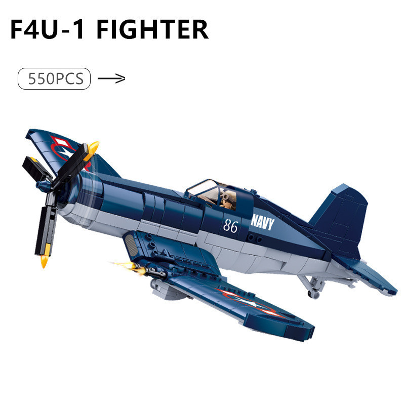 บล็อคตัวต่อเครื่องบินโจรสลัด WW2 Pacific Storm F4U-1 ของเล่นสําหรับเด็ก 550 ชิ้น