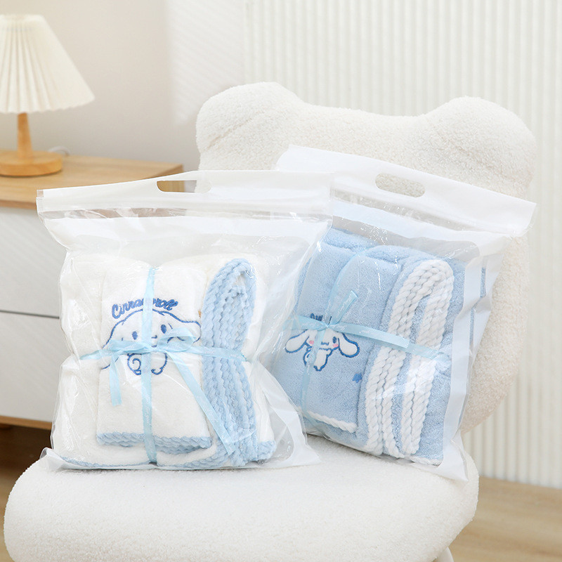 Sanrio Purin ผ้าขนหนูอาบน้ํา ดูดซับน้ํา แห้งเร็ว ปักลาย Cinnamoroll Kuromi Melody สองชิ้น
