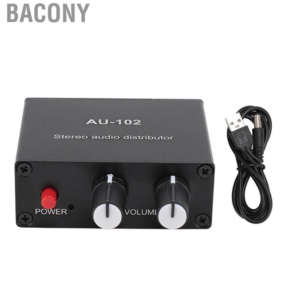 Bacony 3.5mm 2 Channel Sound Amplifier 1 Input Output Independent Control Stereo Distributor Preamplifier