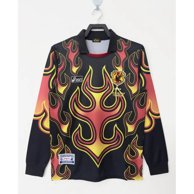 เสื้อกีฬาแขนยาว ลายทีมชาติฟุตบอล 98 Japan Home คุณภาพสูง สไตล์วินเทจ ไซซ์ S - XXL