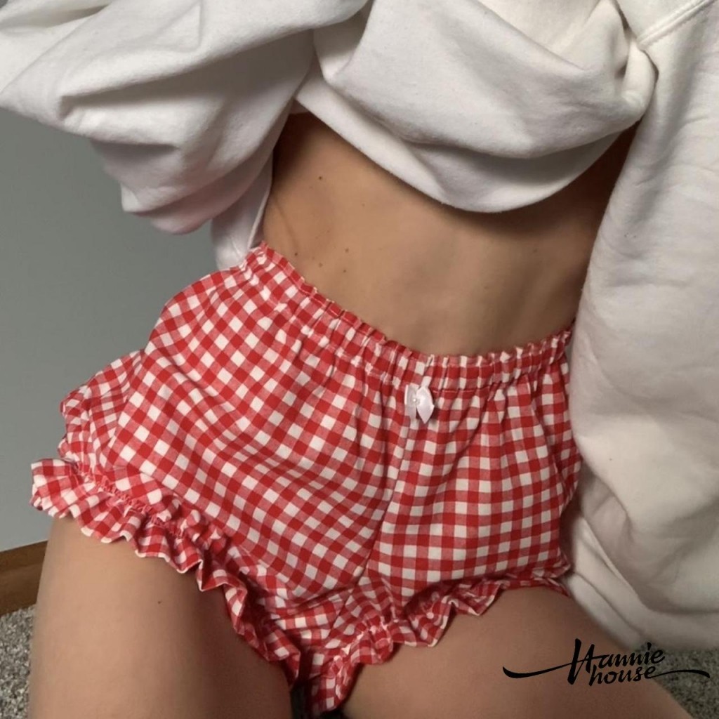 Hannie- กางเกงขาสั้น พิมพ์ลายเป็ด แต่งระบาย ลายสก๊อต สีพื้น แฟชั่นฤดูร้อน สําหรับผู้หญิง