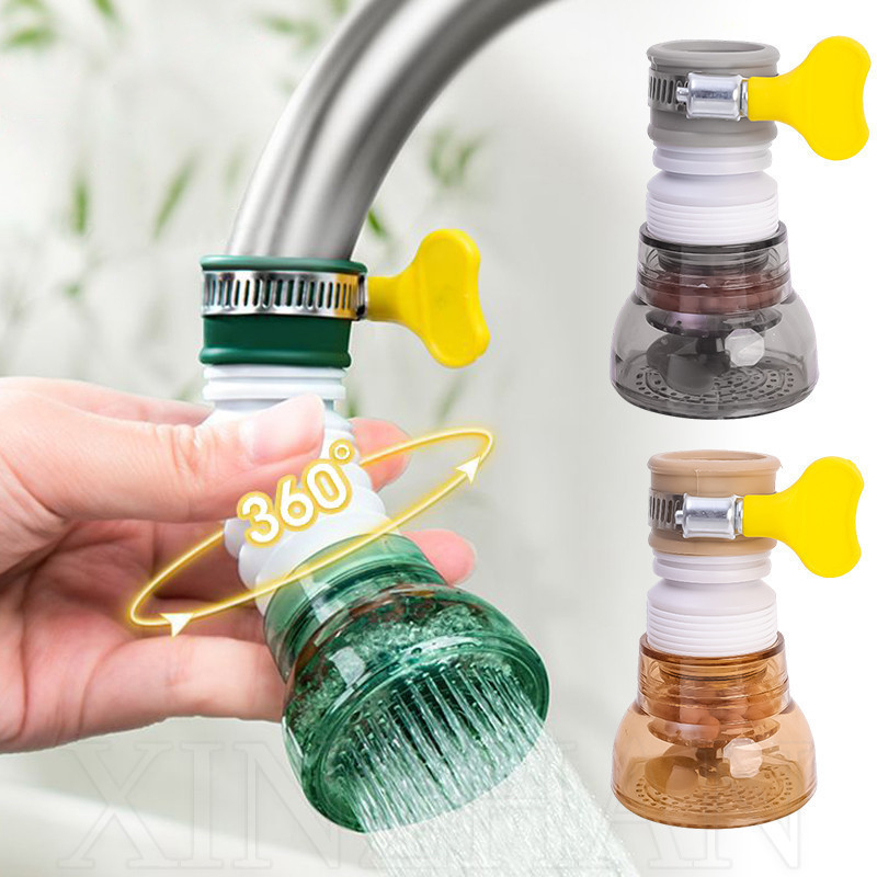 360° เครื่องกรองน้ําประปา แบบหมุนได้ - เครื่องกรองอ่างล้างจาน ห้องครัว ห้องน้ํา - เครื่องพ่นน้ํา - ป้องกันน้ํากระเซ็น, ถ่านกัมมันต์, กําจัดคลอรีน - เครื่องกรองน้ําก๊อกน้ํา