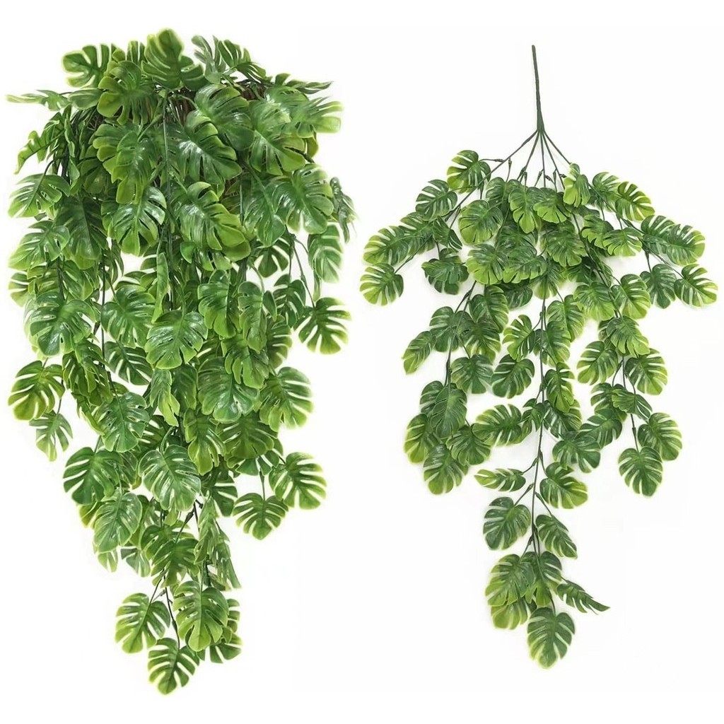 ต้นไม้ปลอม เถาใบเต่าปลอม สีเขียว ใบไม้ปลอม สําหรับแขวนตกแต่งผนังบ้าน DIY สวน ของแต่งบ้าน ของแต่งร้าน - รูปที่ 7