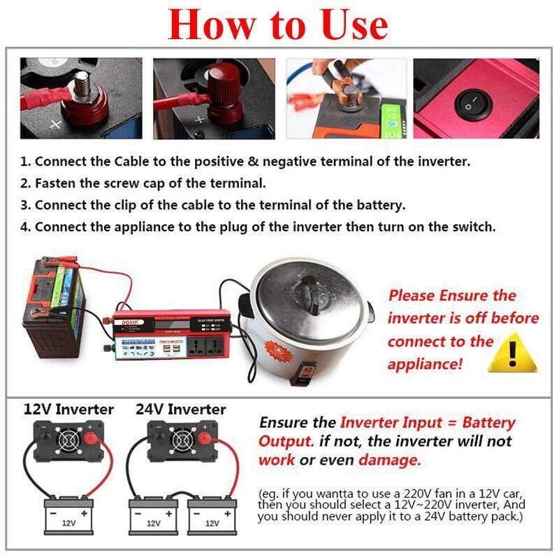 อินเวอร์เตอร์ 6000W อินเวอร์เตอร์เพียวซายเวฟ inverter pure sine wave หม้อแปลงไฟ 12v to 220v แปลงไฟรถเป็นไฟบ - รูปที่ 5