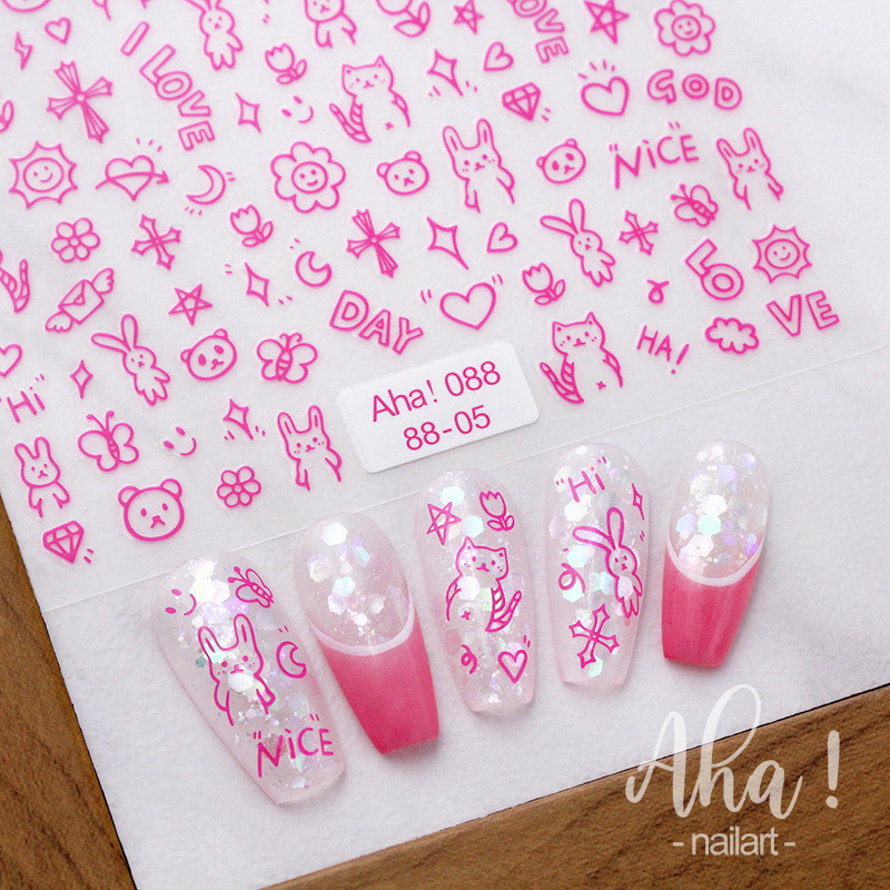 ร้านไทย🌷 สติ๊กเกอร์ตกแต่งเล็บ สติ๊กเกอร์ติดเล็บ แบบบาง มีกาวในตัว สุนัข แมว หมี โบว์ ลายน่ารักมากกกก - รูปที่ 4