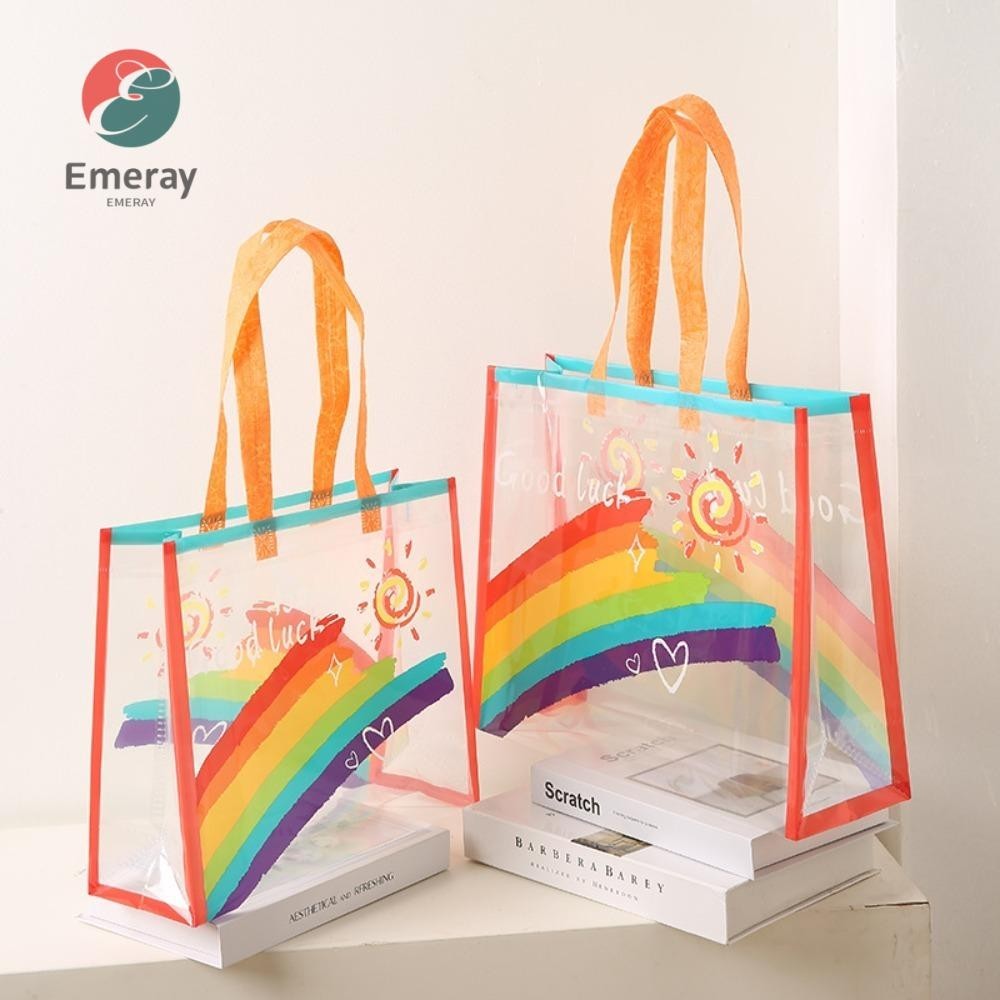Emeray กระเป ๋ าสะพายสายรุ ้ ง , กันน ้ ําขนาดใหญ ่ ความจุกระเป ๋ าถือเลดี ้ , ขายร ้ อน PVC กระเป ๋ าถือชายหาดกลางแจ ้ ง Camping