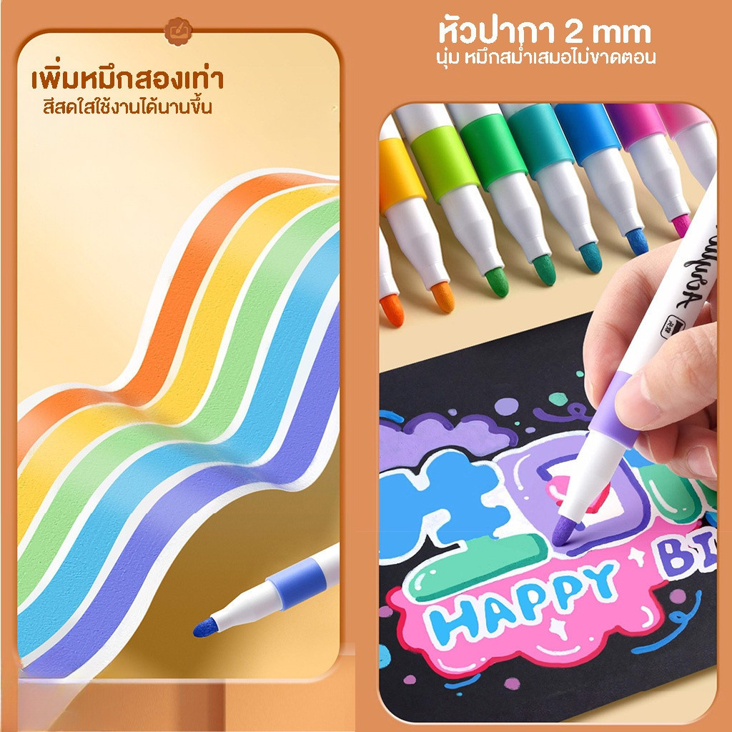 ปากกาอะคริลิค 12/24/36/48 สี Acrylic marker pen กันน้ำ เขียนได้ทุกพื้นผิว ปากกาเขียนแก้ว /พลาสติก/ไม้/เหล็ก/กระจก/ผ้า - รูปที่ 3