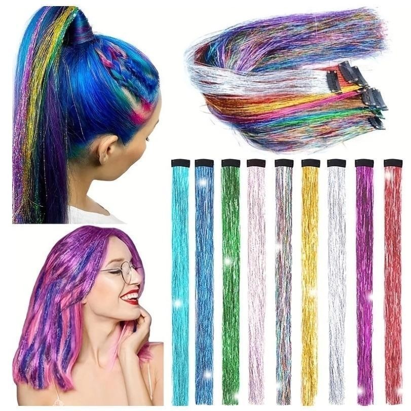 กิ๊บช่อไฮไลท์ กากเพชร กิ๊บกลิตเตอร์ เล่นแสง ยาว50cm 30สี วิ้งๆ