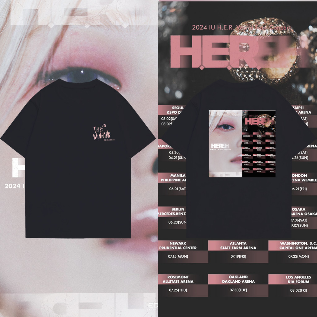 【hot tshirts】Hot Sale Fashion (Hiaer Shirt) IU TheWinning Shopper HER HER_World_Tour Unisex Cotton S