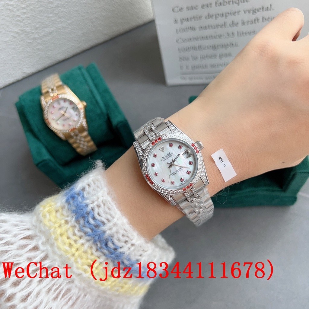 นาฬิกา Rolex Datejust Series พร ้ อมสายเพชร / นาฬิกาผู ้ หญิงแฟชั ่ นลําลองคริสตัลเพชรแท ้