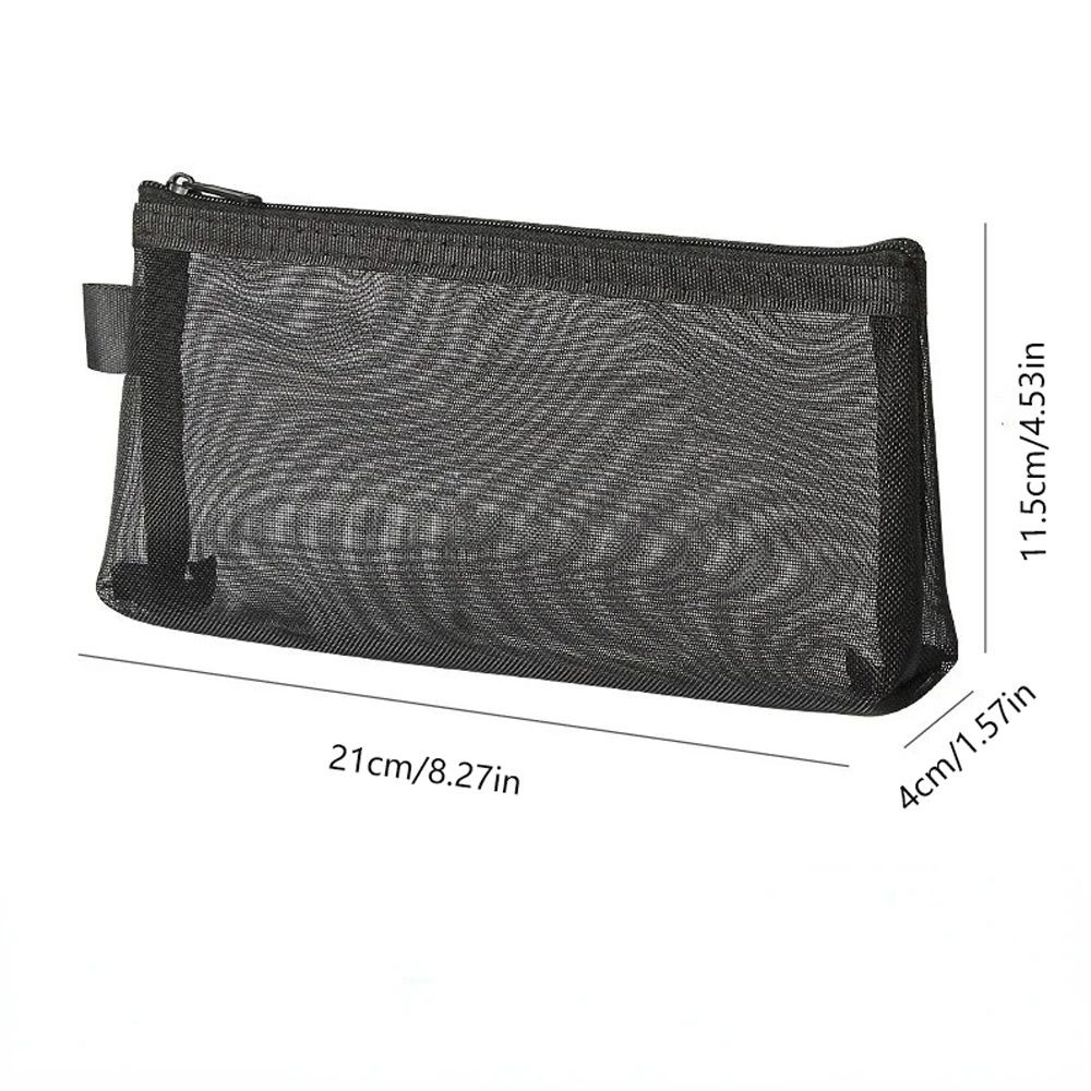 เก็บ กล่องดินสอซิปใส,ไนลอนสีทึบใสกระเป๋าเครื่องเขียน,ความจุขนาดใหญ่ซิปกรณีเดินทางแต่งหน้ากระเป๋าตาข่ายกระเป๋าเก็บเครื่องสํา - รูปที่ 2