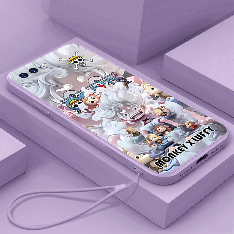ปลอกiPhone 6 6S 6 Plus 6S Plus 7 8 Plus 5 5s SE 2020 2022 เคสโทรศัพท์พร้อมเชือกเส้นเล็กความงามซิลิโคนTPU Soft Shellการ์ตูนอะนิเมะ ONE PIECEออกแบบใหม่กันกระแทกกรณี