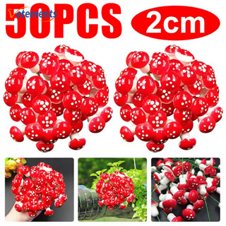 50ชิ้นมินิเห็ดเครื่องประดับสวน-จําลองพืชสีแดงกระถางนางฟ้าทํา…