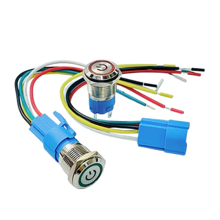 Switch 16mm สวิตช์เหล็ก กดติด กดดับ กดติด ปล่อยดับ ไฟ12-24VDC 5ขา มีของพร้อมส่งในไทย