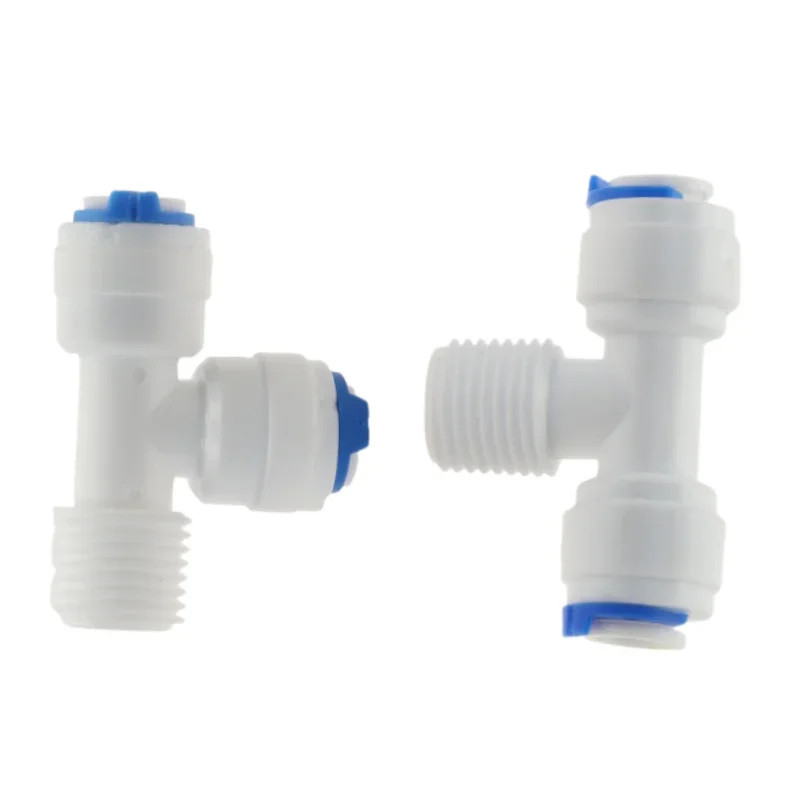 ประเภท tee quick connect push-in fitting, 6.5mm & 9.5mm od to 1/4 "3/8" male, water tube connector f