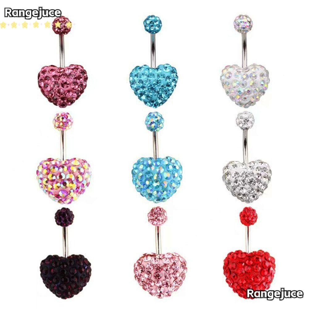 Rangejuce จิวสะดืออัญมณีคู่ Multi Crystal Jewellery แหวนท้องปลอม