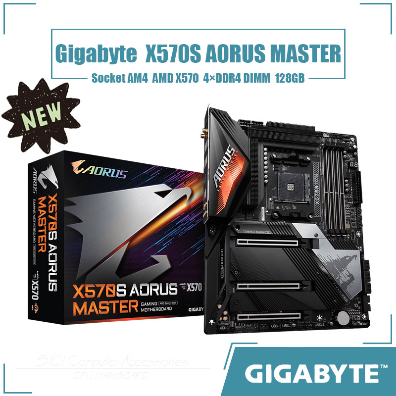 [ใหม่] Gigabyte X570S AORUS MASTER เมนบอร์ด 4xDDR4 DIMM ซ็อกเก็ต AM4 AMD X570 ชิปเซ็ต ATX 128GB