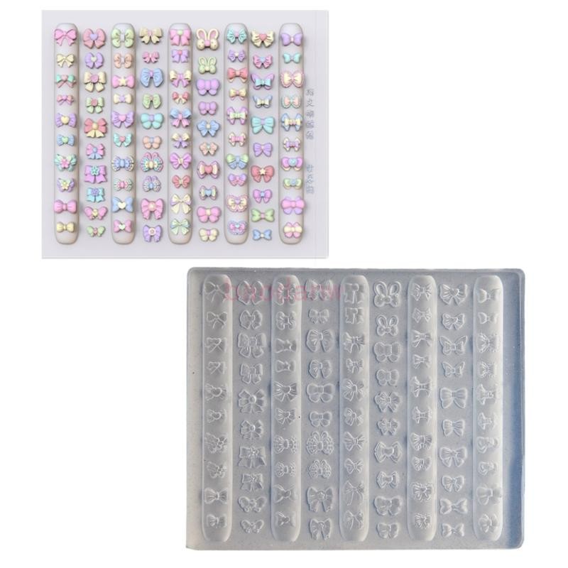 Bdw ยืดหยุ่นซิลิโคน Mould ตกแต่งแบบพกพาสําหรับ 3D Bowknot Nail Art Creations