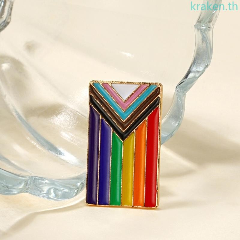 Kra สี่เหลี่ยมผืนผ้า Pin Pride Flag เข็มกลัด Love is Love Flag เข็มกลัด
