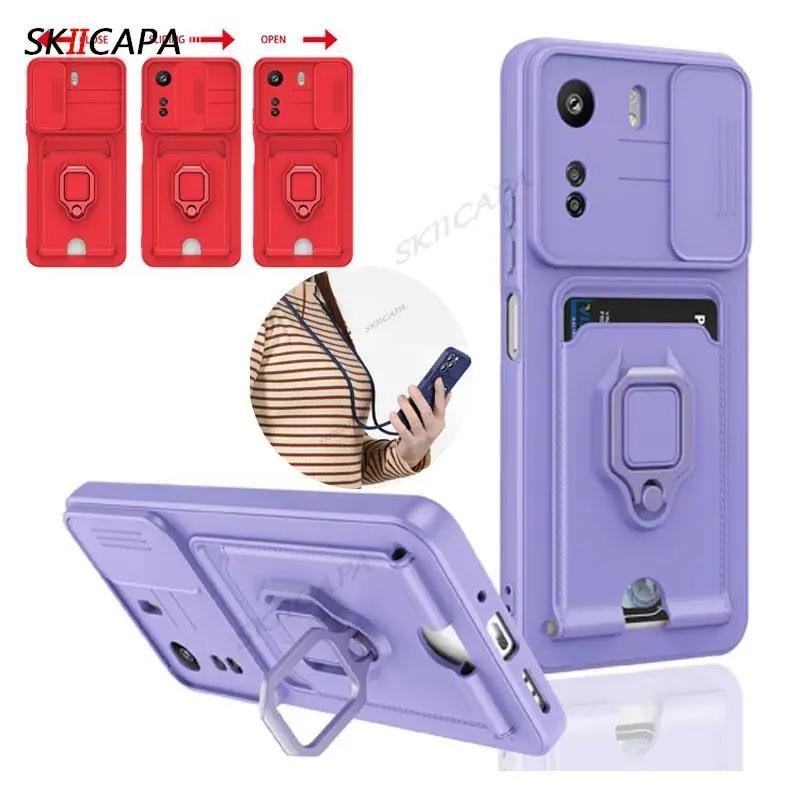 เคสโทรศัพท์มือถือ ป้องกันเลนส์กล้อง พร้อมสายคล้องคอ และช่องใส่บัตร สําหรับ Xiaomi 13T Pro 13 T Mi 13T 12T 11T Pro 11 Lite 5G NE