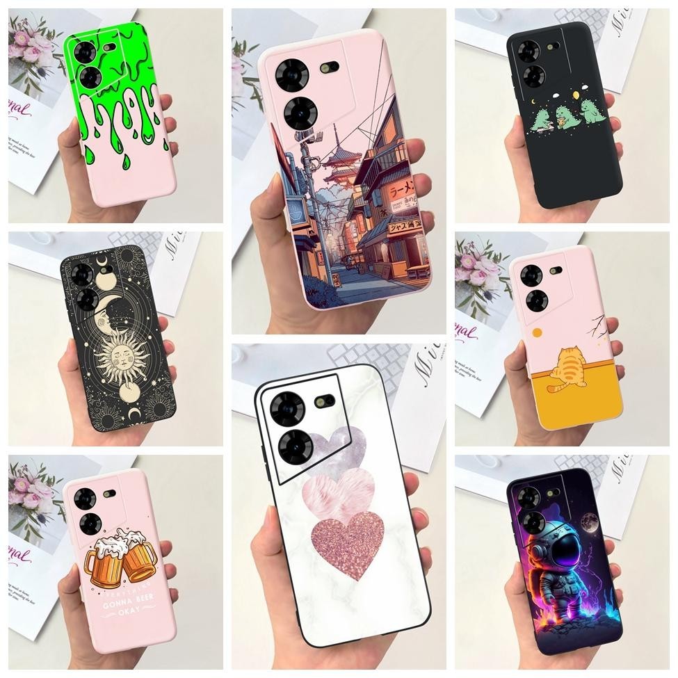 Tecno Pova5 4G เคส LH7n ความงาม แฟชั่น ดอกไม้ แมว การ์ตูนน่ารัก ทาสี กันกระแทก นิ่ม กันชน เคส Techno