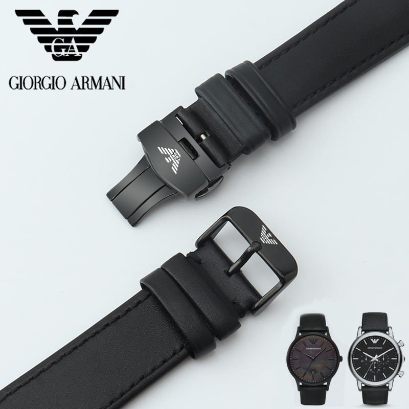 Armani ของแท้ สายนาฬิกาข้อมือหนัง สีดํา สําหรับผู้ชาย AR60008 1732 1693 1970