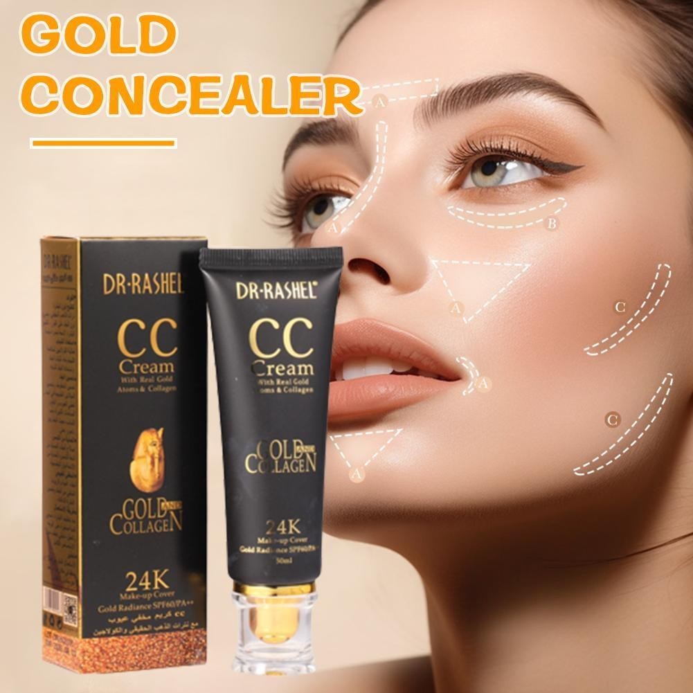 Dr.rashel คอนซีลเลอร์ ทองคํา 24K สเปเซอร์ ให้ความชุ่มชื้น ครีมรองพื้น แต่งหน้า C5X4