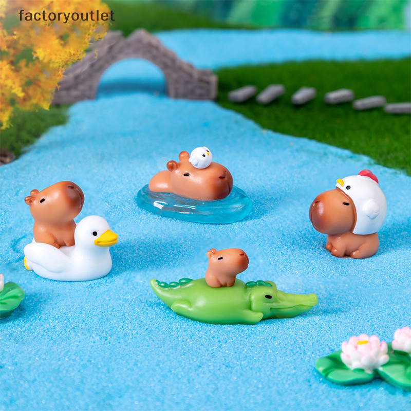 Flth โมเดลฟิกเกอร์เรซิ่น รูปการ์ตูน Capybara ขนาดเล็ก สําหรับตกแต่งบ้าน ออฟฟิศ และรถยนต์