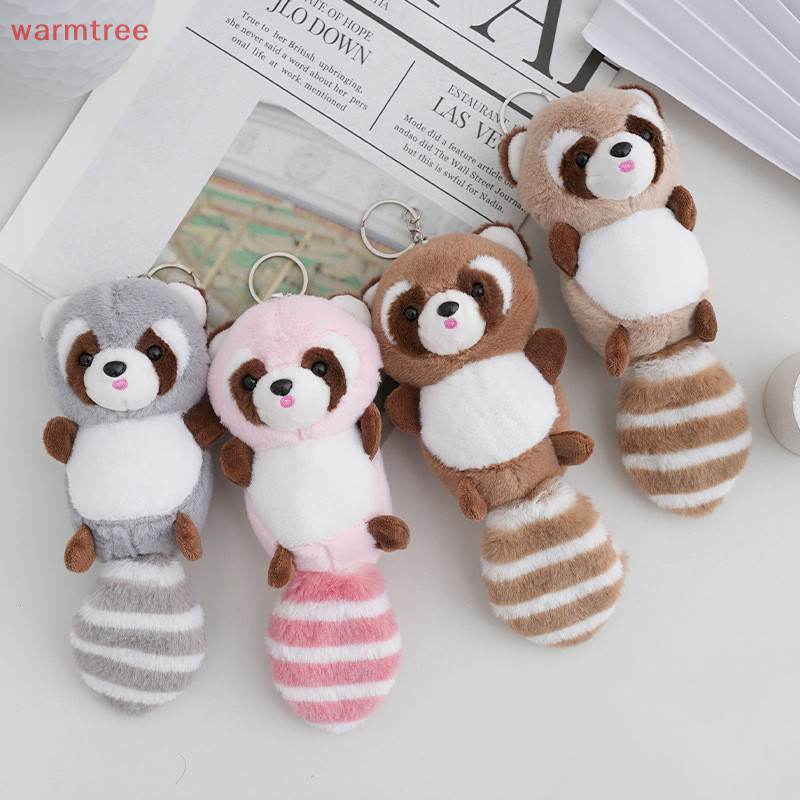 (warmtree) พวงกุญแจ จี้ตุ๊กตาการ์ตูนแรคคูน หางยาว สําหรับตกแต่งกระเป๋าเป้สะพายหลัง