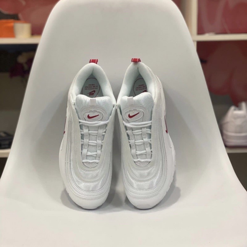 Nike Air Max 97 รองเท้าผ้าใบ สีขาว สีแดง