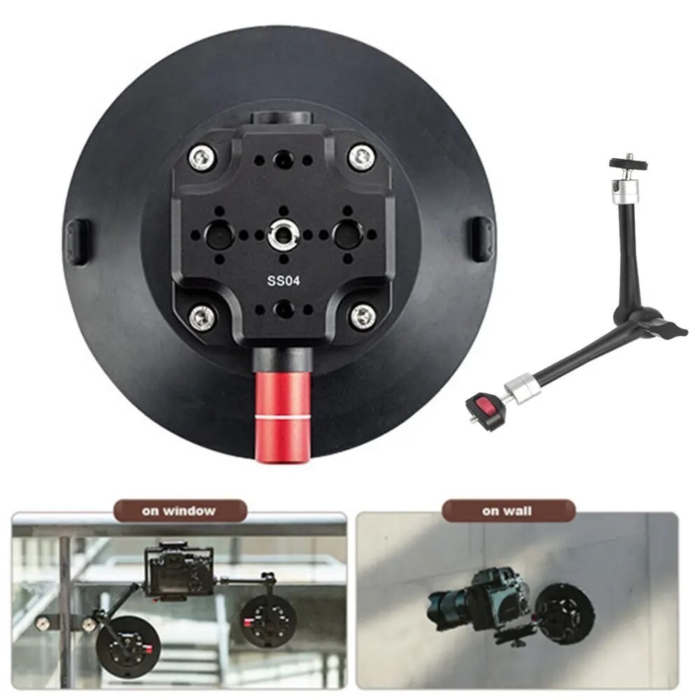 Hand Pump Vacuum Car Suction Cup with 1/4 3/8" ARRI Locating Hole for GoPro 12 11 Insta360 Bracket C