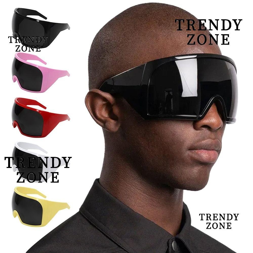 Trendyzone แว่นตากันแดด UV400 ป้องกันรังสียูวี ขนาดใหญ่ เลนส์โค้ง สไตล์เรโทร สําหรับผู้หญิง และผู้ชาย Y2K 2000