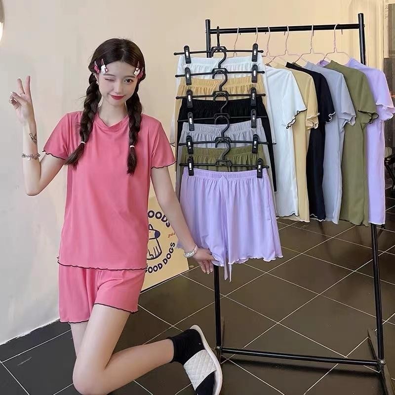 YY49 ชุดเซต2 ชิ้น เชตเสื้อยืดและกางเกง เสื้อ+กางเกงขาสั้น ชุดเข้าเชต แขนสั้น