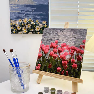 ระบายสีตามตัวเลข DiY Christmas ภาพวาดระบายสีตามตัวเลข ภาพวาดสีน้ำมันดิจิตอลใส่กรอบ20X20ซม ของขวัญ DIYดภาพวาดตกแต่งผน