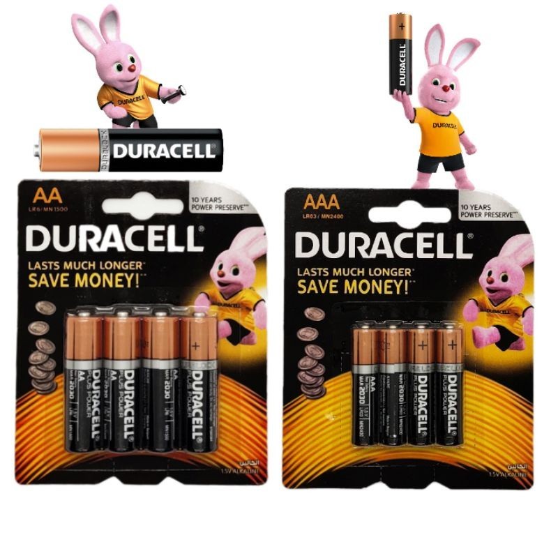 Duracell AA / AAA แบตเตอรี่อัลคาไลน์ 1.5V (1 แพ็ค 4 ก้อน）