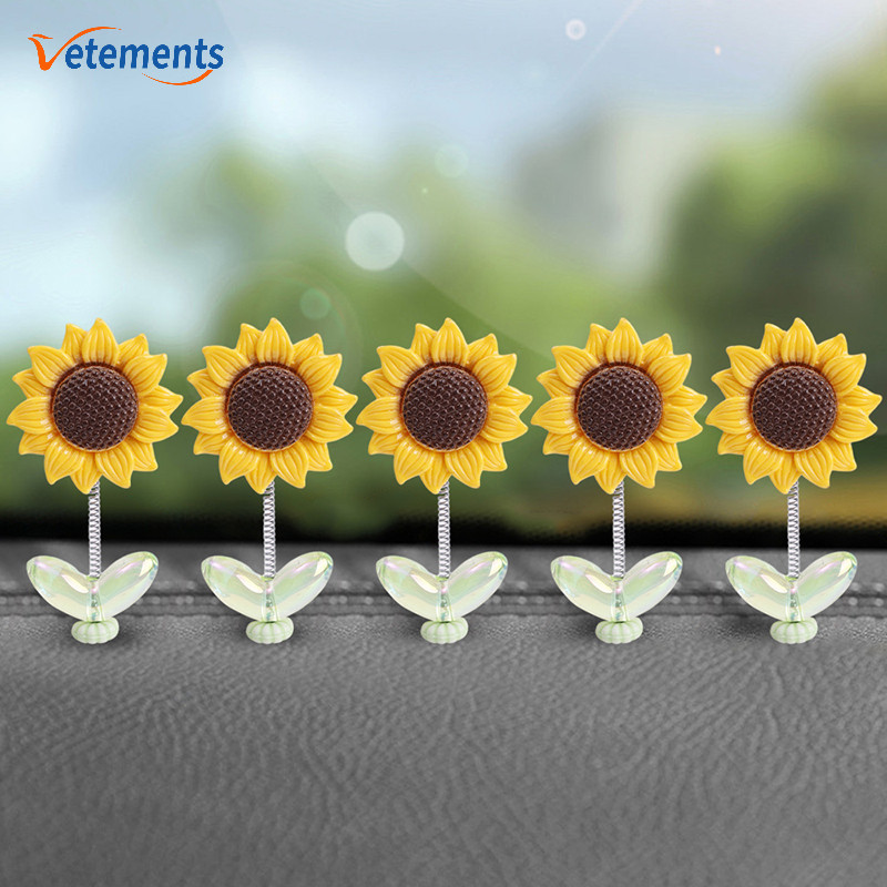 5 ชิ้น รถยนต์ มินิ พลาสติก ฤดูใบไม้ผลิ แกว่ง ดอกทานตะวัน เครื่องประดับน่ารัก หัวเขย่า ดอกไม้ คอนโซลกลาง ตกแต่ง อุปกรณ์ประกอบฉาก