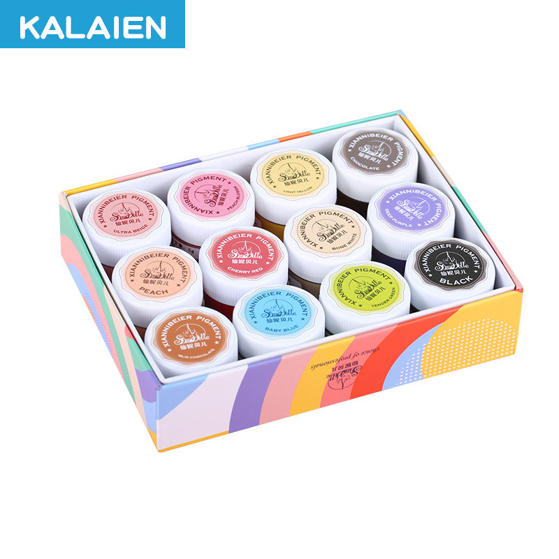 KALAIEN ชุดผงแป้ง รูปตุ๊กตา 12 สี สําหรับแต่งหน้า บิสกิต ฟองดองท์
