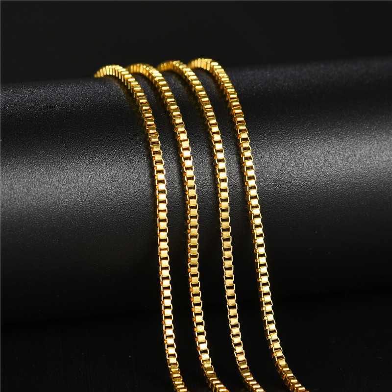 18K Gold Chain 925 สร้อยคอเงินกล่องโซ่ Lattice CHAIN Man ins ออกแบบใหม่คู่อุปกรณ์เสริมทั้งหมดขนาดแสตมป์อิตาลี