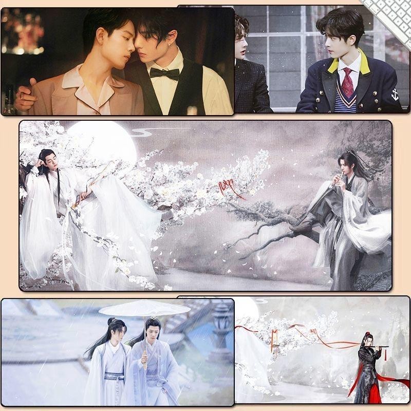 แผ่นรองเมาส์ แบบหนา ขนาดใหญ่พิเศษ ลาย Xiao Zhan Wang Yibo ขนาด 90*40 80*30 60*30 ซม. สําหรับตกแต่งโต๊ะคอมพิวเตอร์