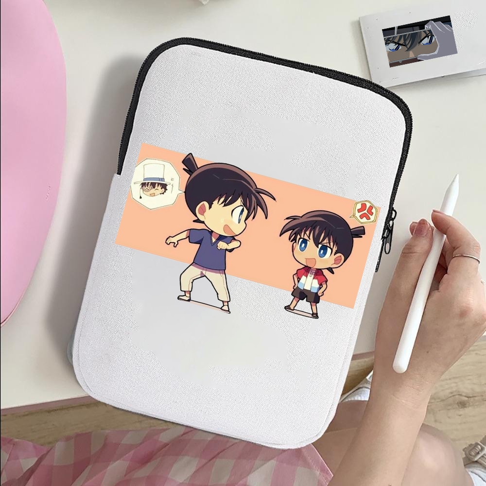 กระเป๋าใส่แล็ปท็อป กันน้ํา แต่งซิป พิมพ์ลายการ์ตูนอนิเมะโคนันน่ารัก สไตล์ญี่ปุ่น สําหรับ IPad