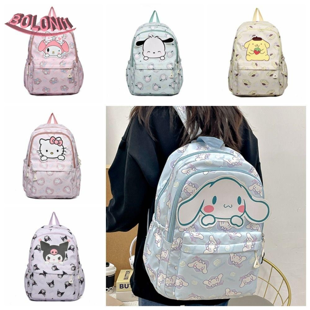 กระเป๋าเป้สะพายหลัง ผ้าไนล่อน ขนาดใหญ่ จุของได้เยอะ ลายการ์ตูน Cinnamoroll Kuromi สไตล์เกาหลี สําหรับเด็ก