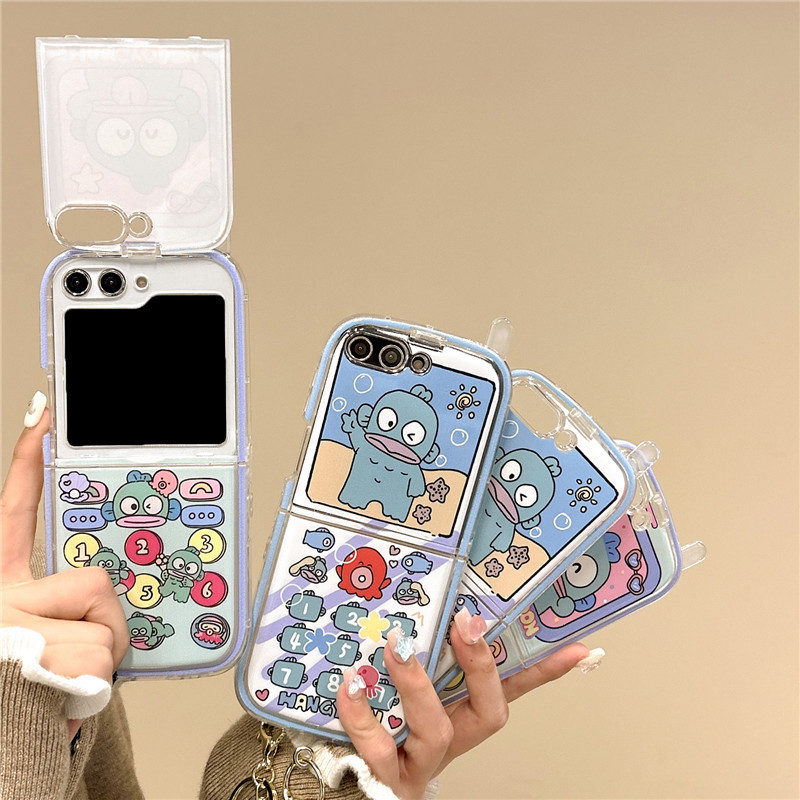 Hangyodon Soft Screen Cover Case สําหรับ Samsung Z Flip 6 / Z Flip 5 / Z Flip 4 / Z Flip 3 TPU Flip 