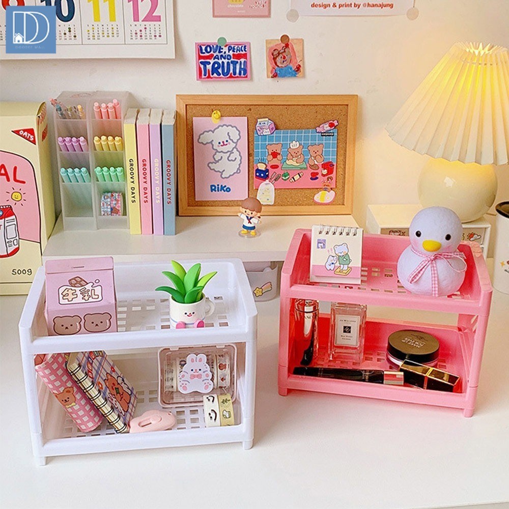 ชั้นวางของ 2ชั้น ชั้นวางของบนโต๊ะ จัดระเบียบโต๊ะ (มีหลายสี)