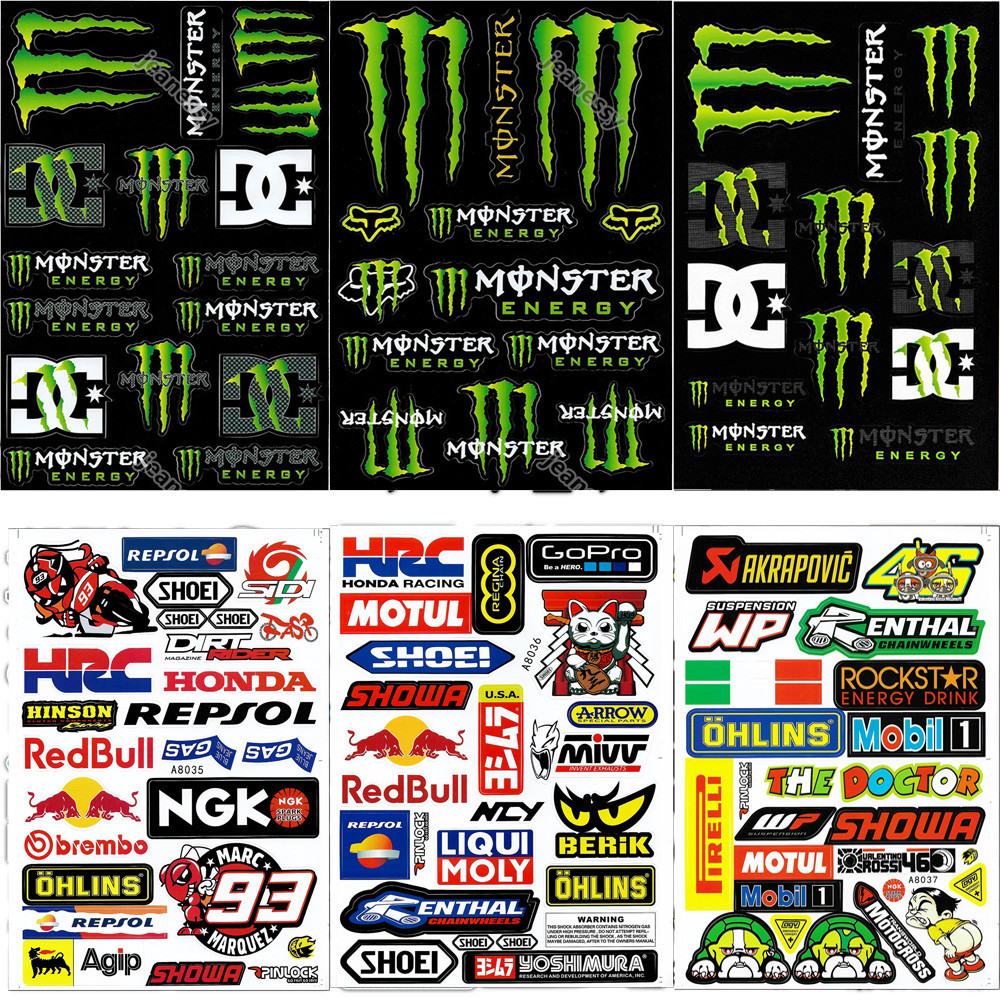 สติกเกอร์ PVC กันน้ํา แวววาว ลาย Rockstar ขนาด A4 สําหรับติดตกแต่งหมวกกันน็อครถจักรยานยนต์ YAMAHA HONDA 2 แผ่น ต่อแพ็ค