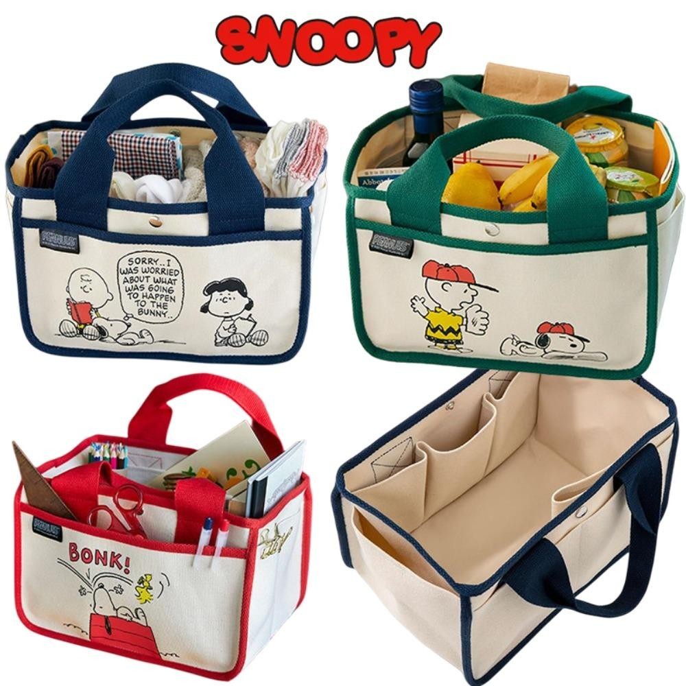 กระเป๋าผ้าใบใส่อาหารกลางวัน ลายการ์ตูน Snoopy อเนกประสงค์ สไตล์ญี่ปุ่น สําหรับเก็บผ้าอ้อมเด็ก